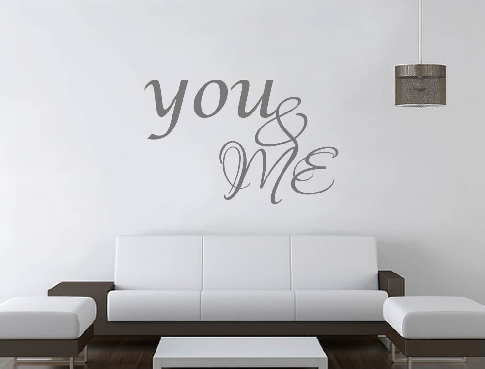 You and Me Quote Wall Decor Decal – Romantic Bedroom Vinyl Wall Art