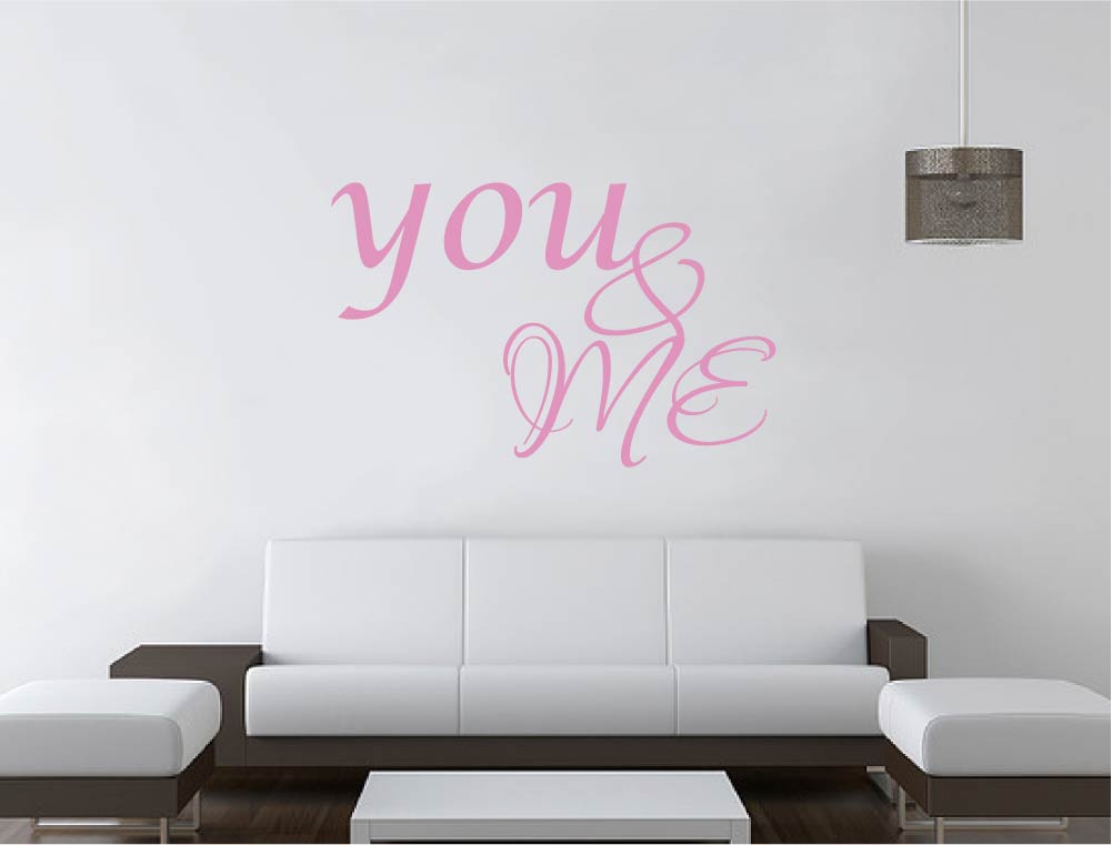You and Me Quote Wall Decor Decal – Romantic Bedroom Vinyl Wall Art